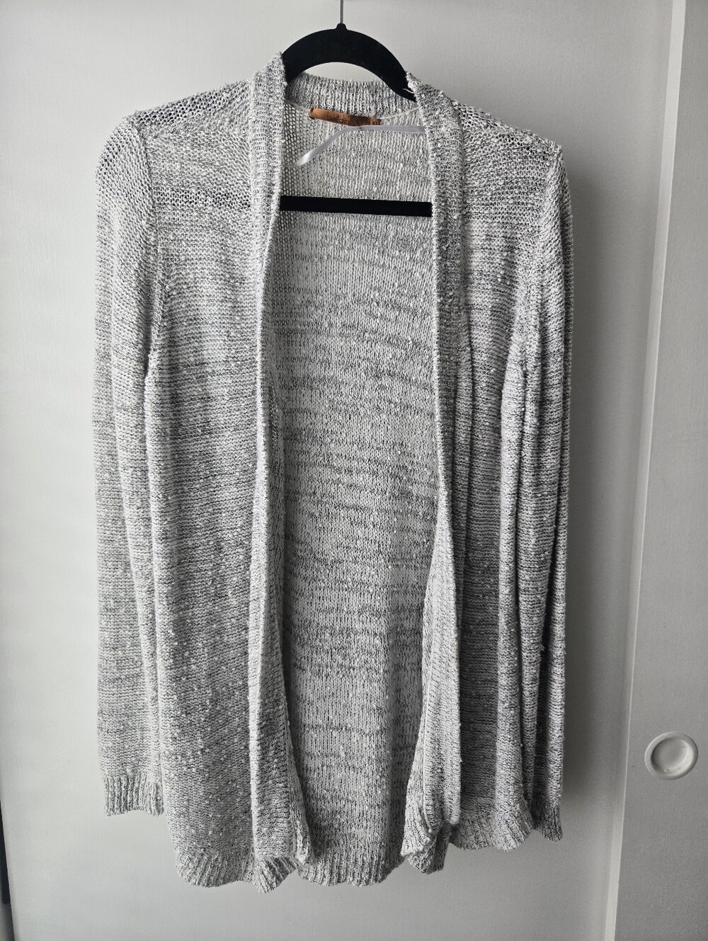 Open-Front Light Gray Knit Cardigan-Size XL